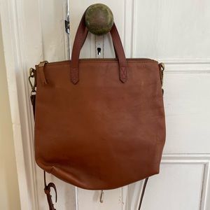 Small MADEWELL leather brown tote crossbody